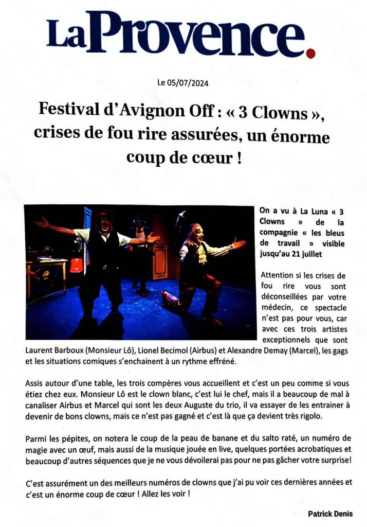 Article La Provence Festival Off d'Avignon 2024